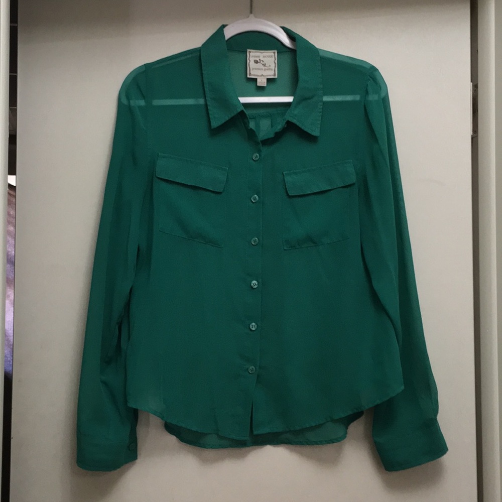 Green Sheer Button-up